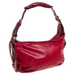 Pre Owned حقيبة هوبو دي كي إن واي جلد أحمر