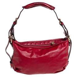 Pre Owned حقيبة هوبو دي كي إن واي جلد أحمر