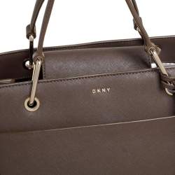Pre Owned DKNY Brown Leather Bryant Park Front Pocket Satchel