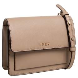 مملوكة مسبقًا حقيبة كروس دي كيه إن واي قلاب سلسلة جلد بيج