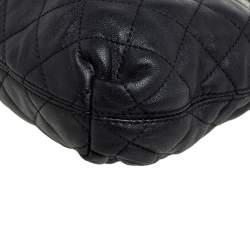 Pre Owned حقيبة كتف دي كي أن واي قبة جلد مبطنة أسود