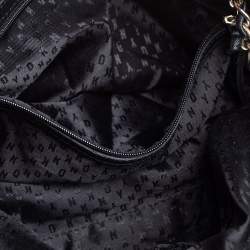 Pre Owned حقيبة كتف دي كي أن واي قبة جلد مبطنة أسود