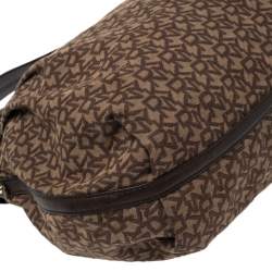 Pre Owned  Dkny Brown Leather And Canvas Monogram Hobo