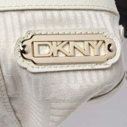 Pre Owned  Dkny Brown Leather And Canvas Monogram Hobo