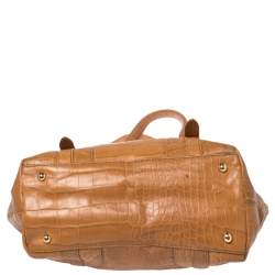 DKNY Brown Croc Embossed Leather Tote