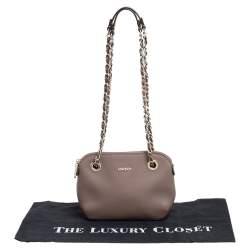 Pre Owned حقيبة كتف دي كي إن واي براينت جلد بيج داكن بسلسلة