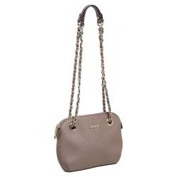 Pre Owned حقيبة كتف دي كي إن واي براينت جلد بيج داكن بسلسلة