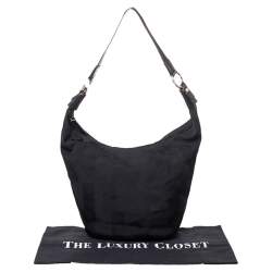 Pre Owned حقيبة هوبو دي كي إن واي كانفاس أسود وجلد