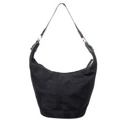 Pre Owned حقيبة هوبو دي كي إن واي كانفاس أسود وجلد