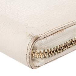 Dkny Cream Leather Zip Around Wallet