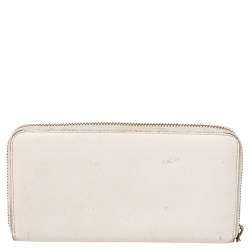 Dkny Cream Leather Zip Around Wallet