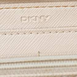 Dkny Cream Leather Zip Around Wallet