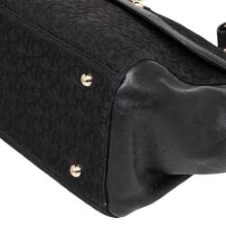 Pre Owned DKNY Black Signature Canvas And Leather Flap Lock Top Handle Bag
