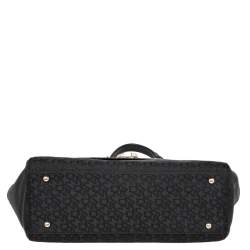 Pre Owned DKNY Black Signature Canvas And Leather Flap Lock Top Handle Bag