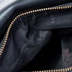 Pre Owned DKNY Black/White Leather Logo Embellished Shoulder Bag