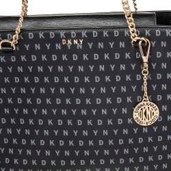DKNY Black Signature Leather Chain Tote