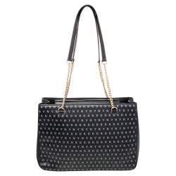 DKNY Black Signature Leather Chain Tote