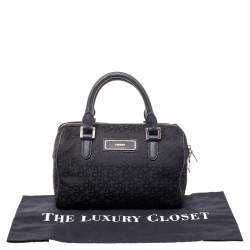 Pre Owned Dkny Black Monogram Canvas And Leather Boston Bag