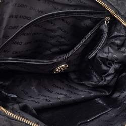 Pre Owned Dkny Black Monogram Canvas And Leather Boston Bag