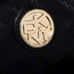 Pre Owned Dkny Black Monogram Canvas And Leather Boston Bag