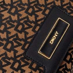 Pre Owned Dkny Brown Signature Canvas And Leather Chain Shoulder Bag