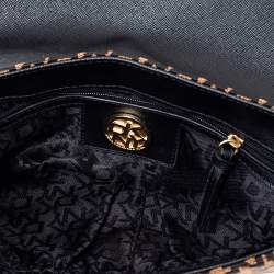 Pre Owned Dkny Brown Signature Canvas And Leather Chain Shoulder Bag