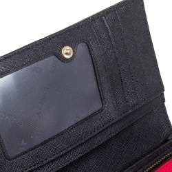 Pre Owned DKNY Red Saffiano Leather Flap Continental Wallet