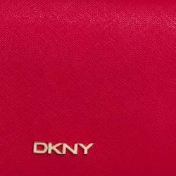 Pre Owned DKNY Red Saffiano Leather Flap Continental Wallet