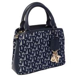 Pre Owned Dkny Blue Signature Canvas and Leather Shoulder Bag