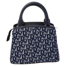 Pre Owned Dkny Blue Signature Canvas and Leather Shoulder Bag