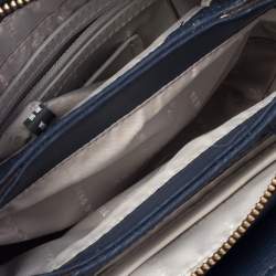 Pre Owned Dkny Blue Signature Canvas and Leather Shoulder Bag