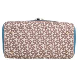 Pre Owned DKNY Signature Canvas and Croc Embossed Leather Flap Lock Top Handle Bag