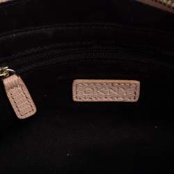 Pre Owned Dkny Pink Signature Canvas and Lizard Embossed Leather Hobo