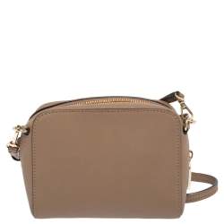 Pre Owned DKNY Dark Beige Leather Crossbody Bag
