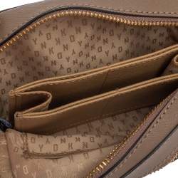 Pre Owned DKNY Dark Beige Leather Crossbody Bag