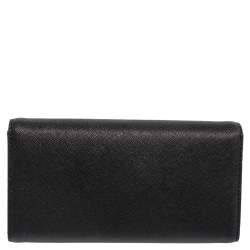 مملوكة مسبقًا DKNY Black Saffiano Leather Envelope Flap Continental Wallet