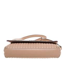 DKNY Beige Pinstripe Quilted Leather Gansevoort Flap Shoulder Bag