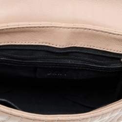 DKNY Beige Pinstripe Quilted Leather Gansevoort Flap Shoulder Bag