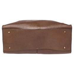 Pre Owned DKNY Brown Croc Embossed Leather Chelsea Satchel