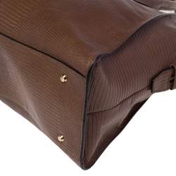 Pre Owned DKNY Brown Croc Embossed Leather Chelsea Satchel