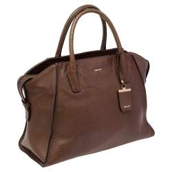 Pre Owned DKNY Brown Croc Embossed Leather Chelsea Satchel