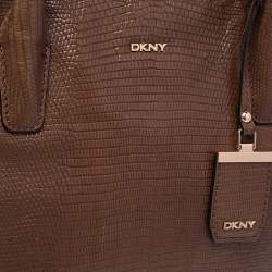 Pre Owned DKNY Brown Croc Embossed Leather Chelsea Satchel