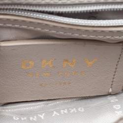 Pre Owned حقيبة كتف دي كيه إن واي جلد بيج داكن ذات قلاب بقفل