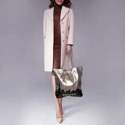 مملوكة مسبقًا DKNY Silver/Black Faux Leather Shopper Tote