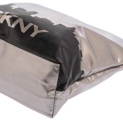 مملوكة مسبقًا DKNY Silver/Black Faux Leather Shopper Tote