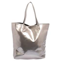 مملوكة مسبقًا DKNY Silver/Black Faux Leather Shopper Tote
