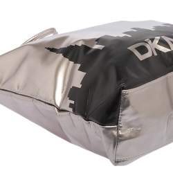 مملوكة مسبقًا DKNY Silver/Black Faux Leather Shopper Tote