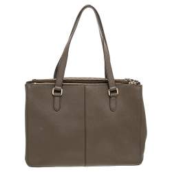Pre Owned Dkny Brown Leather Double Zip Satchel