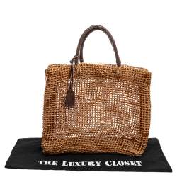 Pre Owned DKNY Brown Handwoven Abaca Tote 