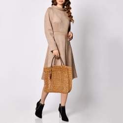 Pre Owned DKNY Brown Handwoven Abaca Tote 